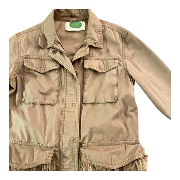 Anthropologie Utility Faux Fur Pockets Jacket Cotton Boho Fall Statement XS - Picture 6 of 15